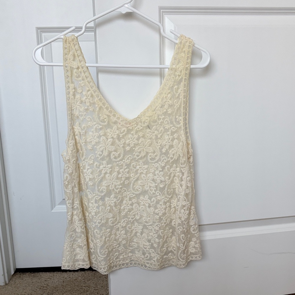 Love Tree Lace Cream Tank Top